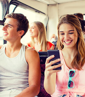 Young Adults on Bus